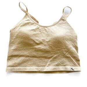 Joy Lab Women's Scoop Neck Waffle Fabric Sports Bra Crop Top w adjustable strap